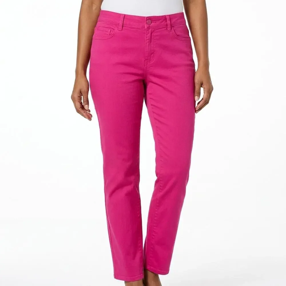 LIZ CLAIBORNE Pink Straight Stretch Pants Women Woven Size 6